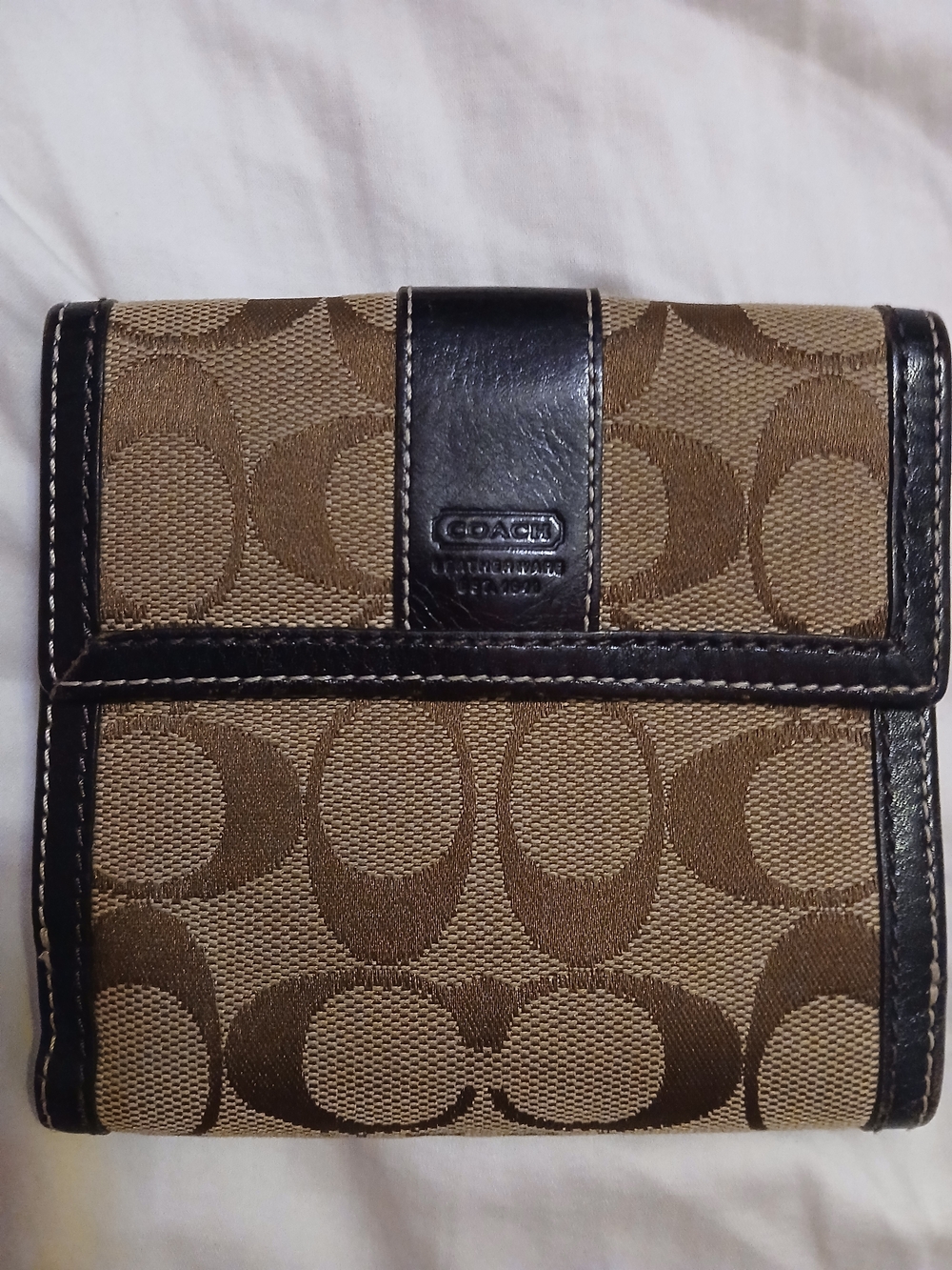 Coach Signature Canvas Bifold Wallet in Brown and Dark Brown